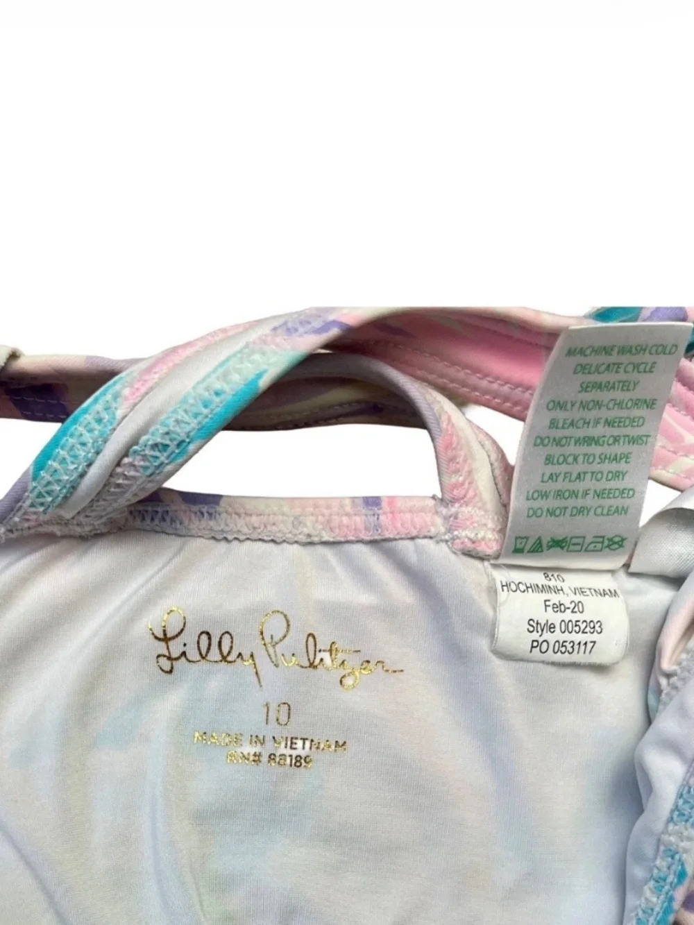 Lilly Pulitzer Girls Ariana UPF 50+ One-Piece Swimsuit Size 10 Pastel Floral
